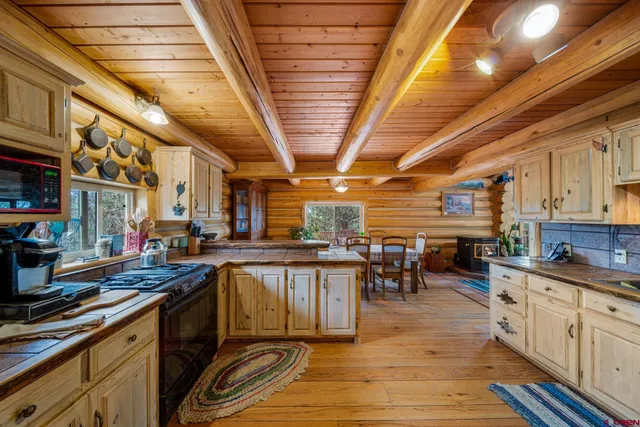 a kitchen with lots of counter top space