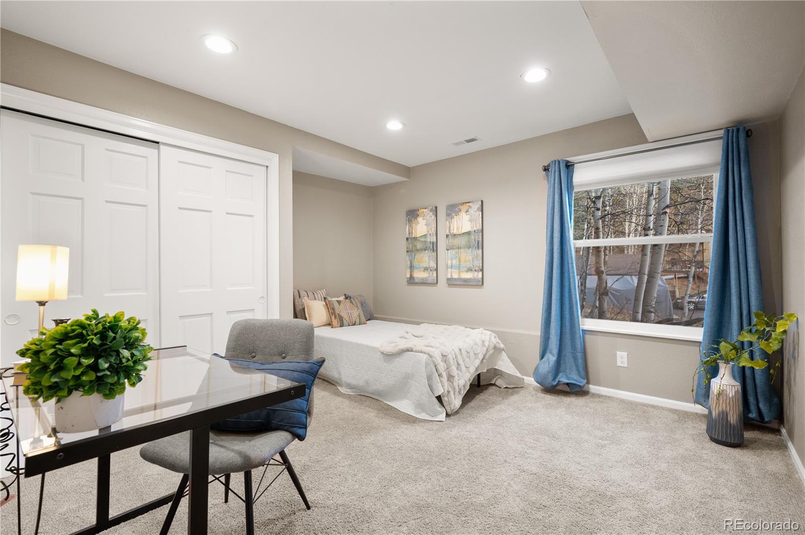 11740 Baca Road Conifer, CO 80433 - Photo 18 of 49 a bedroom with furniture and a potted plant