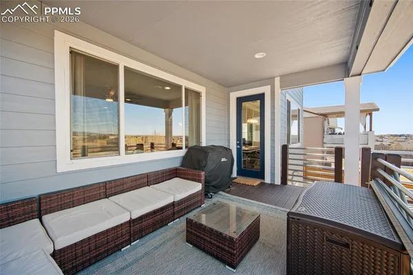 a view of a city from a balcony