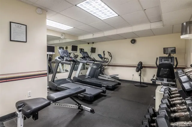 a view of a room with gym equipment
