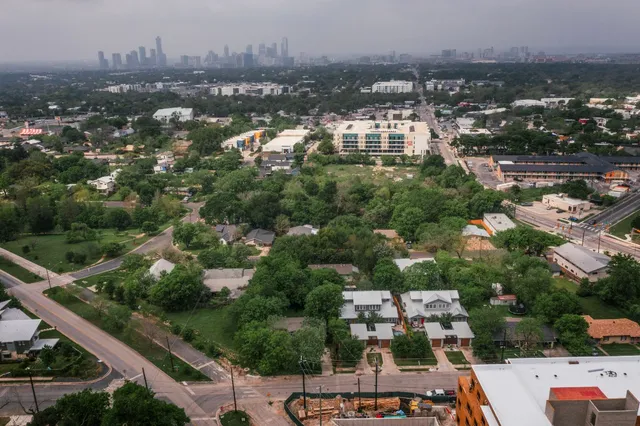 an aerial view of a city