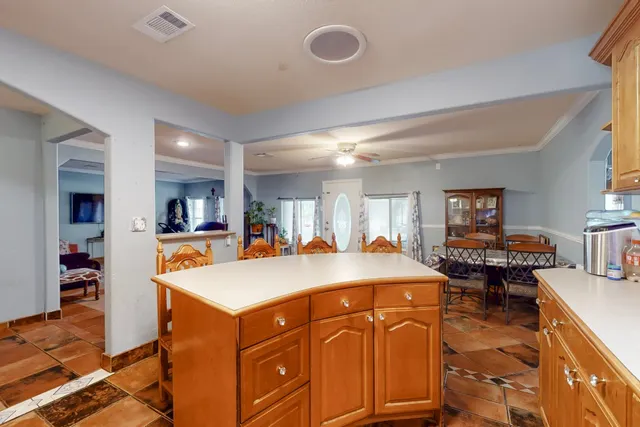 a view of a living room and dining room
