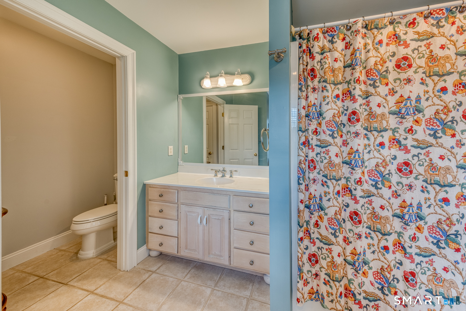 133 Feldspar Ridge Glastonbury, CT 06033 - Photo 47 of 56 a bathroom with a granite countertop toilet a sink and a mirror