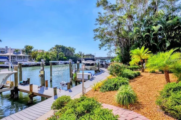 a view of a lake with a patio