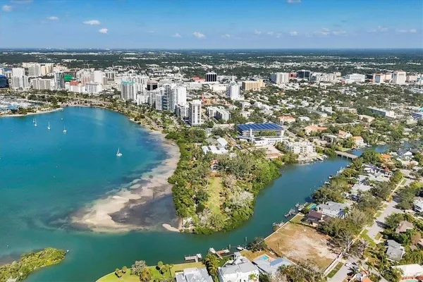 a view of a city with ocean