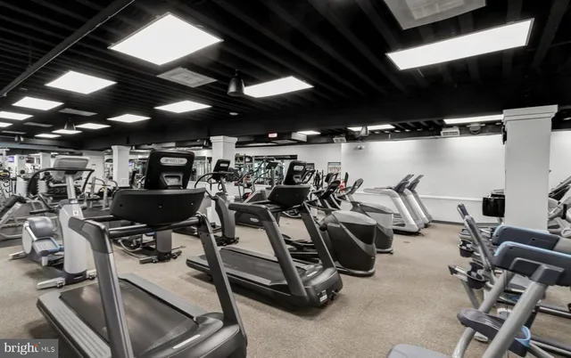 a view of a room with gym equipment