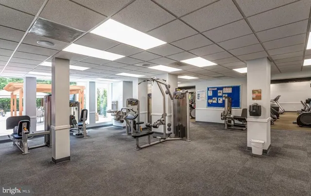 a view of a room with gym equipment