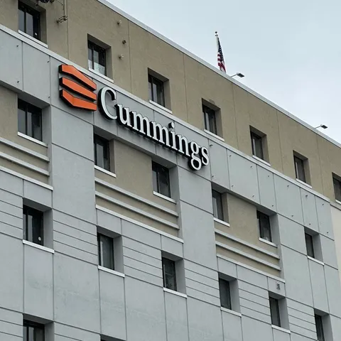 a front view of a building