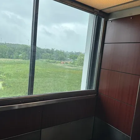 a view of a glass door