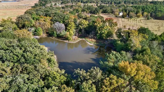 a view of a yard with a lake view