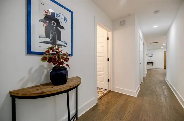 a view of entryway with wooden floor