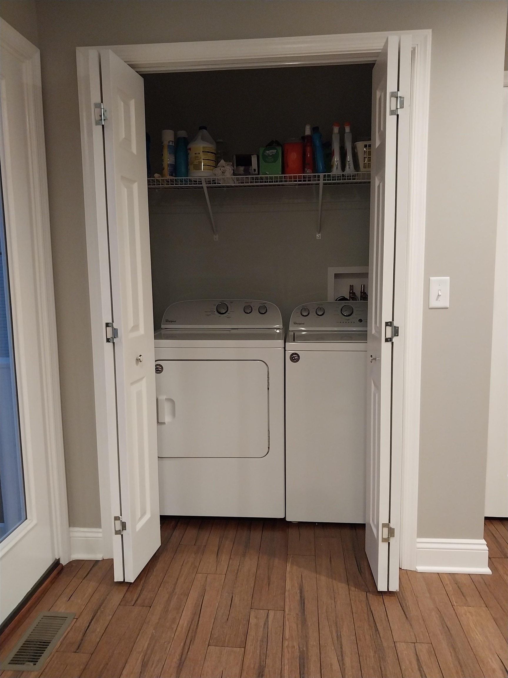 7 Rolla Mill Road Verona, VA 24482 - Photo 23 of 59 a view of washer and dryer with wooden floor