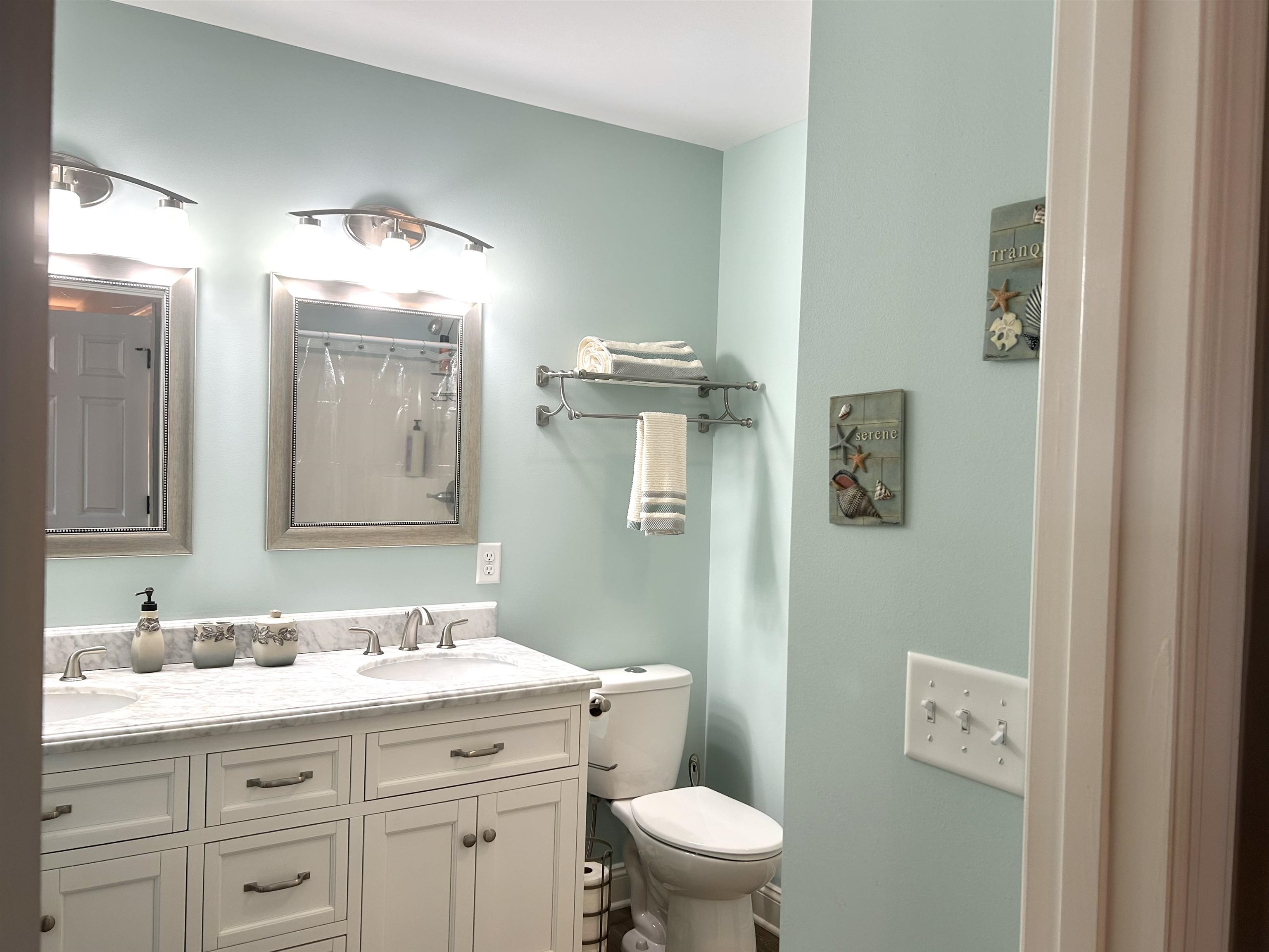 7 Rolla Mill Road Verona, VA 24482 - Photo 26 of 59 a bathroom with a granite countertop sink toilet and mirror