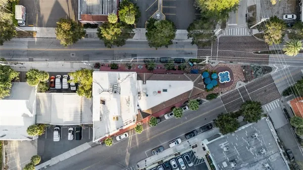 a view of a city with tall buildings