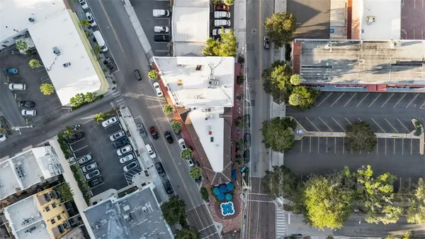 a view of a city with tall buildings
