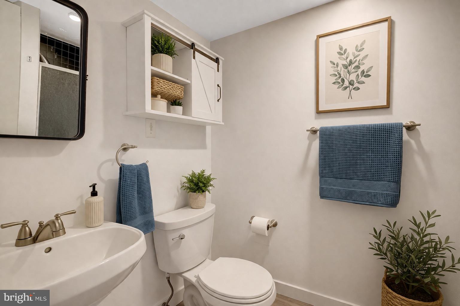 1301 North Courthouse Road, Unit 1007 Arlington, VA 22201 - Photo 10 of 41 a bathroom with a toilet a sink and mirror