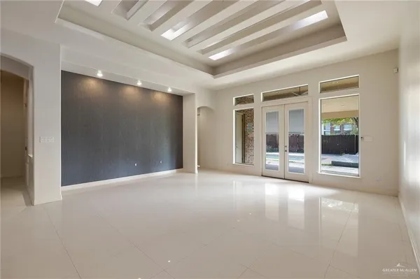 an empty room with windows