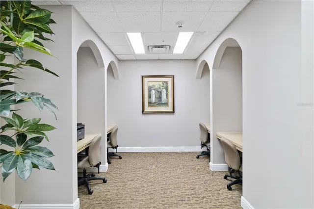 a view of a building with a street