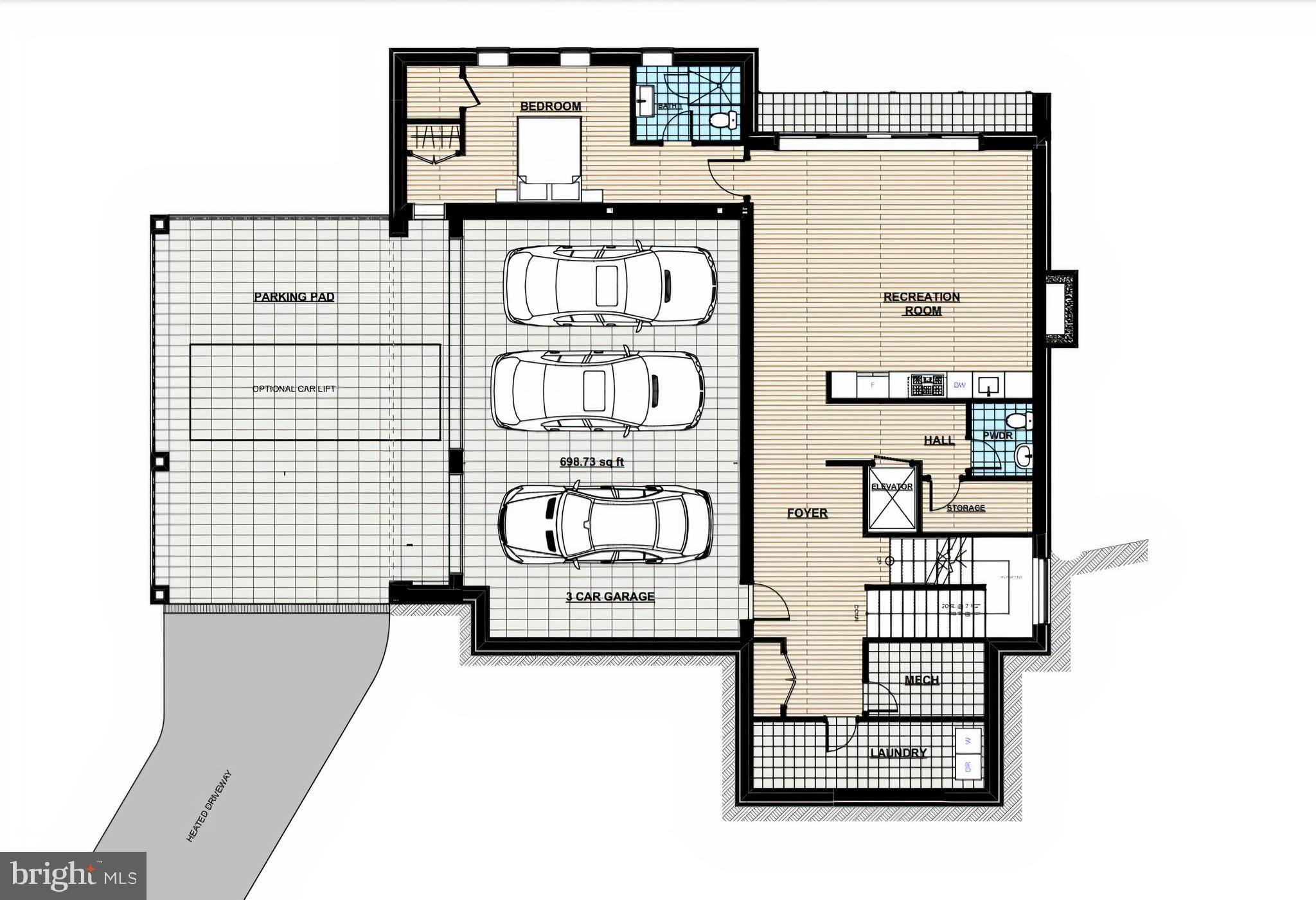 4615 Dexter Street Northwest Washington, DC 20007 - Photo 26 of 31 Lower level 1 w/3-car garage & 5th bedroom w/bath