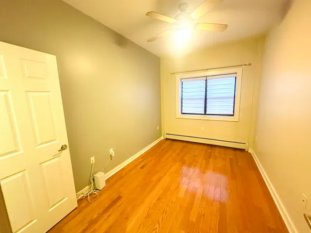 a view of a room with windows