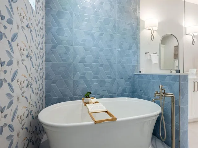 a view of a backyard with a garden and entertaining space