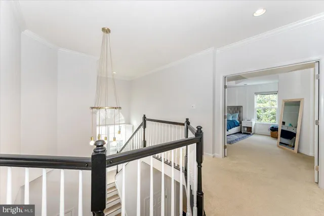 a view of hallway with stairs