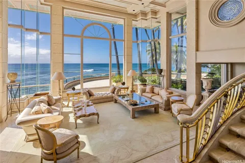 a living room with furniture