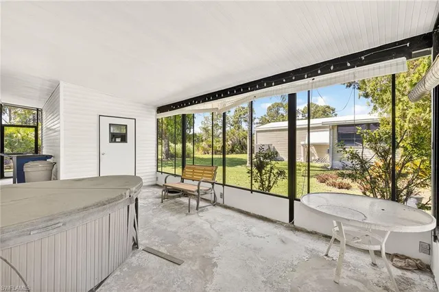 a living room with a large window