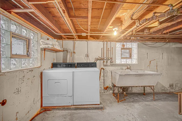 a room with a table and chairs