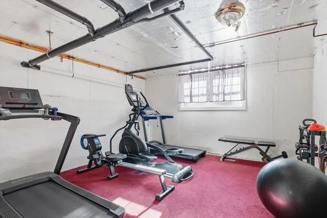 a room with gym equipment