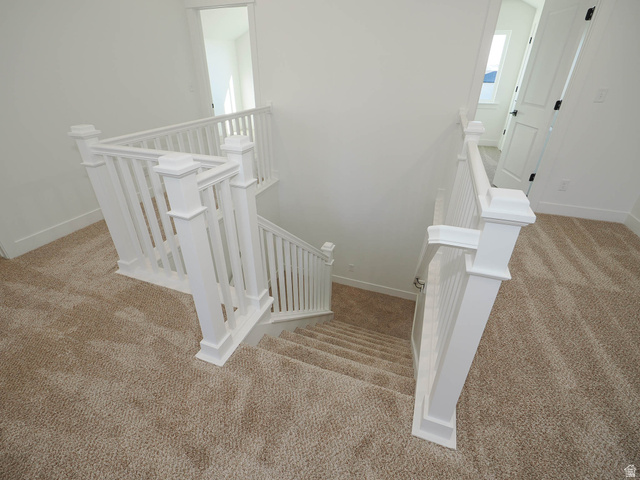 3938 North Wood Road Eagle Mountain, UT 84005 - Photo 34 of 55 Staircase featuring carpet and baseboards