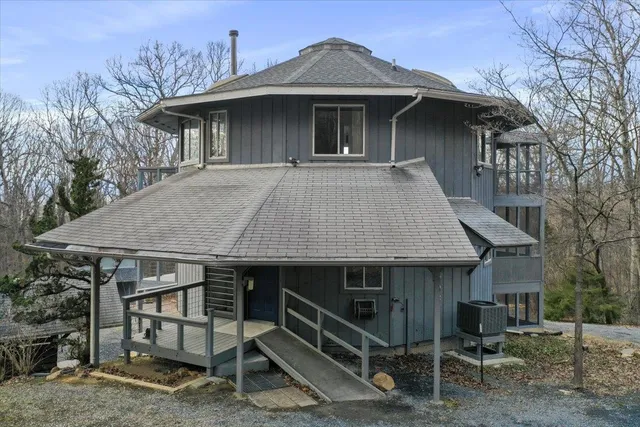 a view of a room with racks on the wall