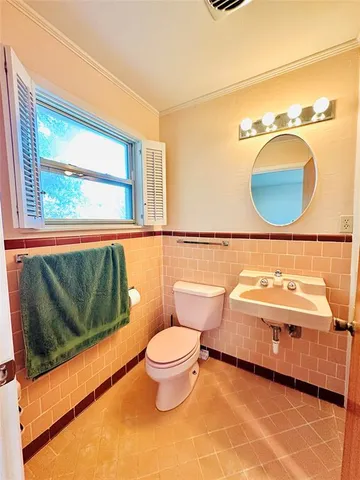 a bathroom with a toilet a sink and a mirror