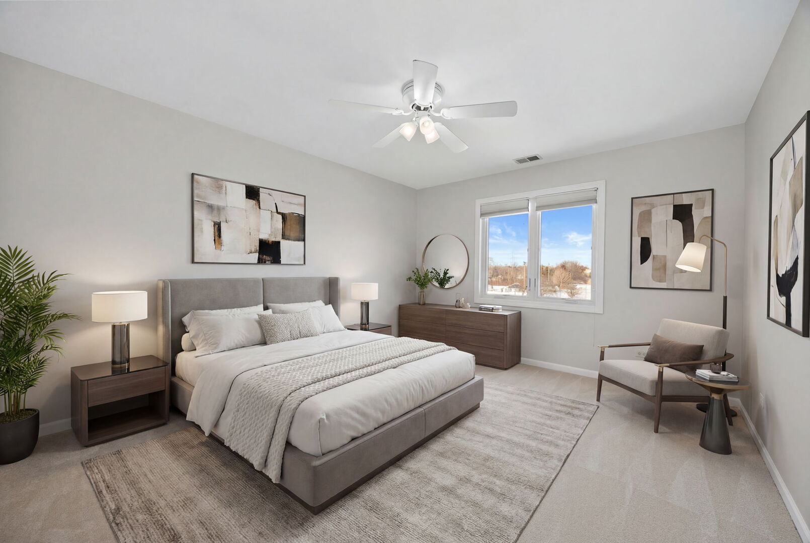 459 59th Street Lisle, IL 60532 - Photo 9 of 57 a bedroom with a bed and a chandelier