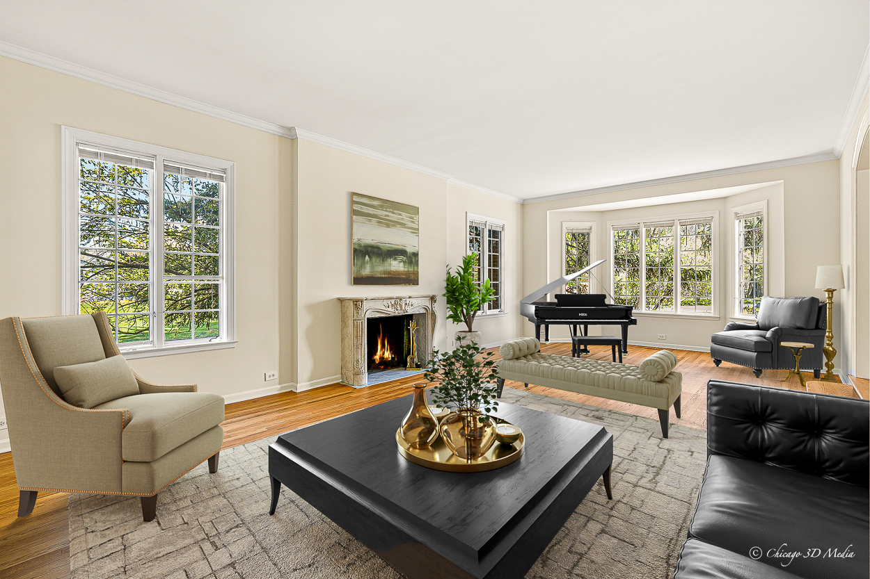 17 Longmeadow Road Winnetka, IL 60093 - Photo 4 of 46 a living room with furniture and a fireplace