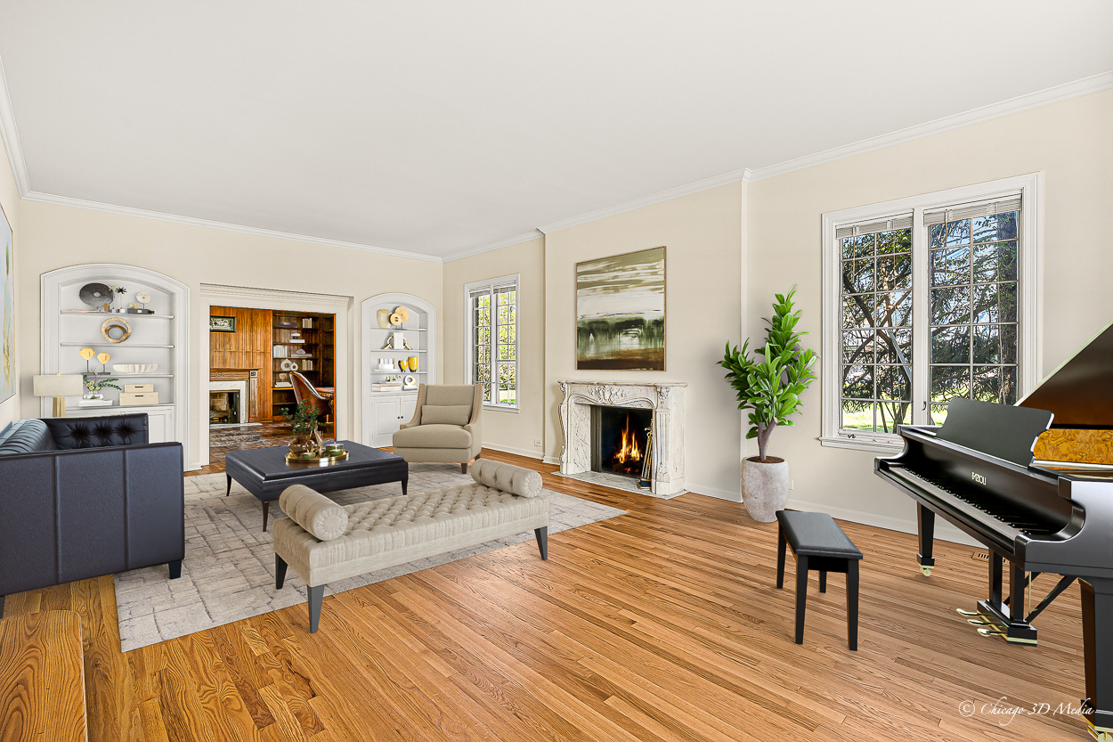 17 Longmeadow Road Winnetka, IL 60093 - Photo 5 of 46 a living room with furniture and a fireplace