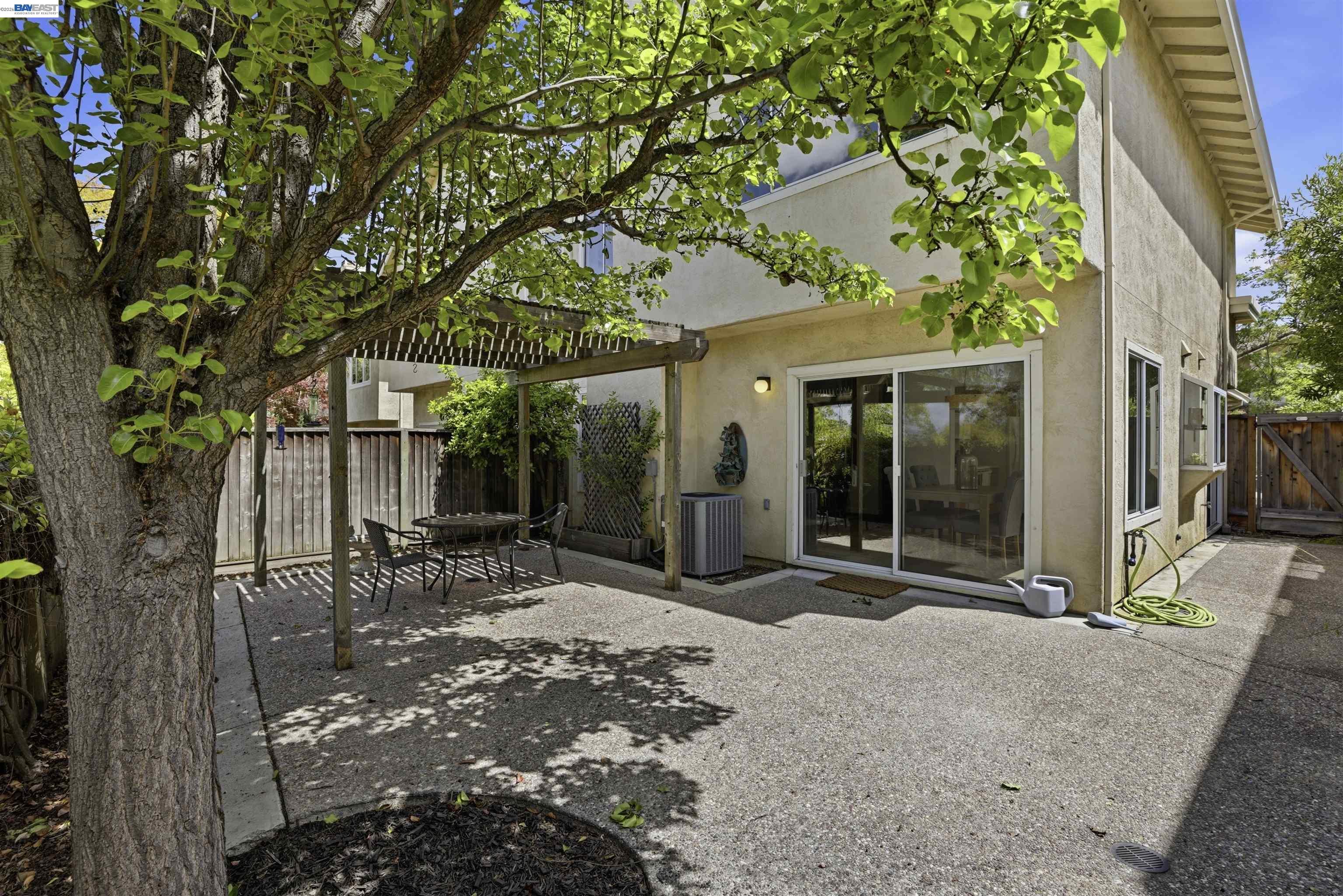 4161 Garibaldi Place Pleasanton, CA 94566 - Photo 41 of 47 a view of a patio with table and chairs next to a yard