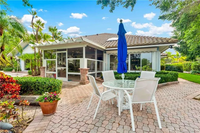 a view of a lake with a garden