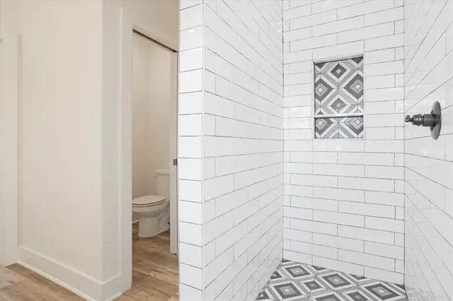 a view of small space with racks on the wall