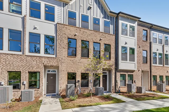 a front view of a multi story building