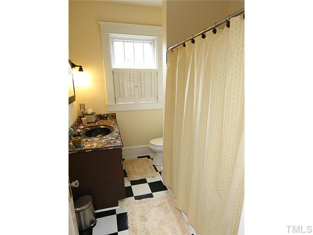 1406 Mordecai Drive Raleigh, NC 27604 - Photo 12 of 15 Very Cool Full Bath with Retro Tile Floor - Custom Hand Tile Vanity