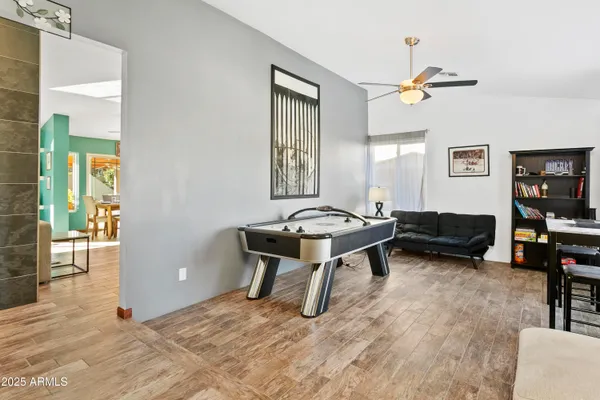 a view of a livingroom with furniture and window