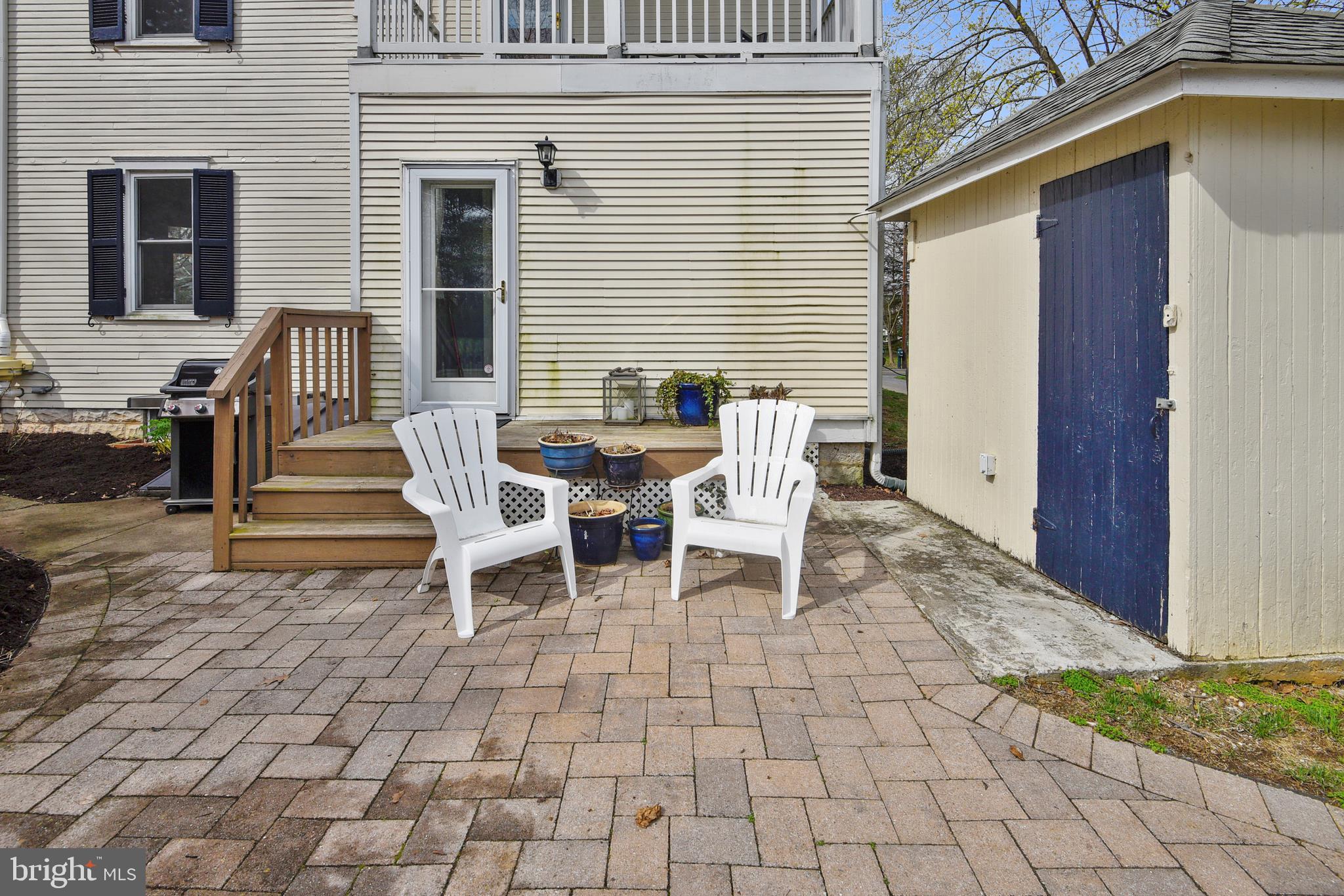 5616 Mountville Road Adamstown, MD 21710 - Photo 46 of 62 Brick patio with view of garden shed