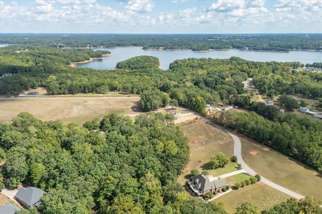 106 C-4-112A Anderson, SC 29625 - Photo 11 of 20 This aerial view showcases a peaceful lakefront setting surrounded by lush, mature trees.