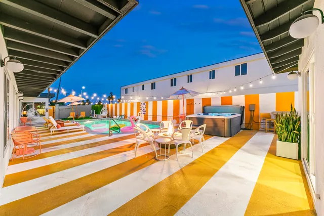 a view of an outdoor sitting area