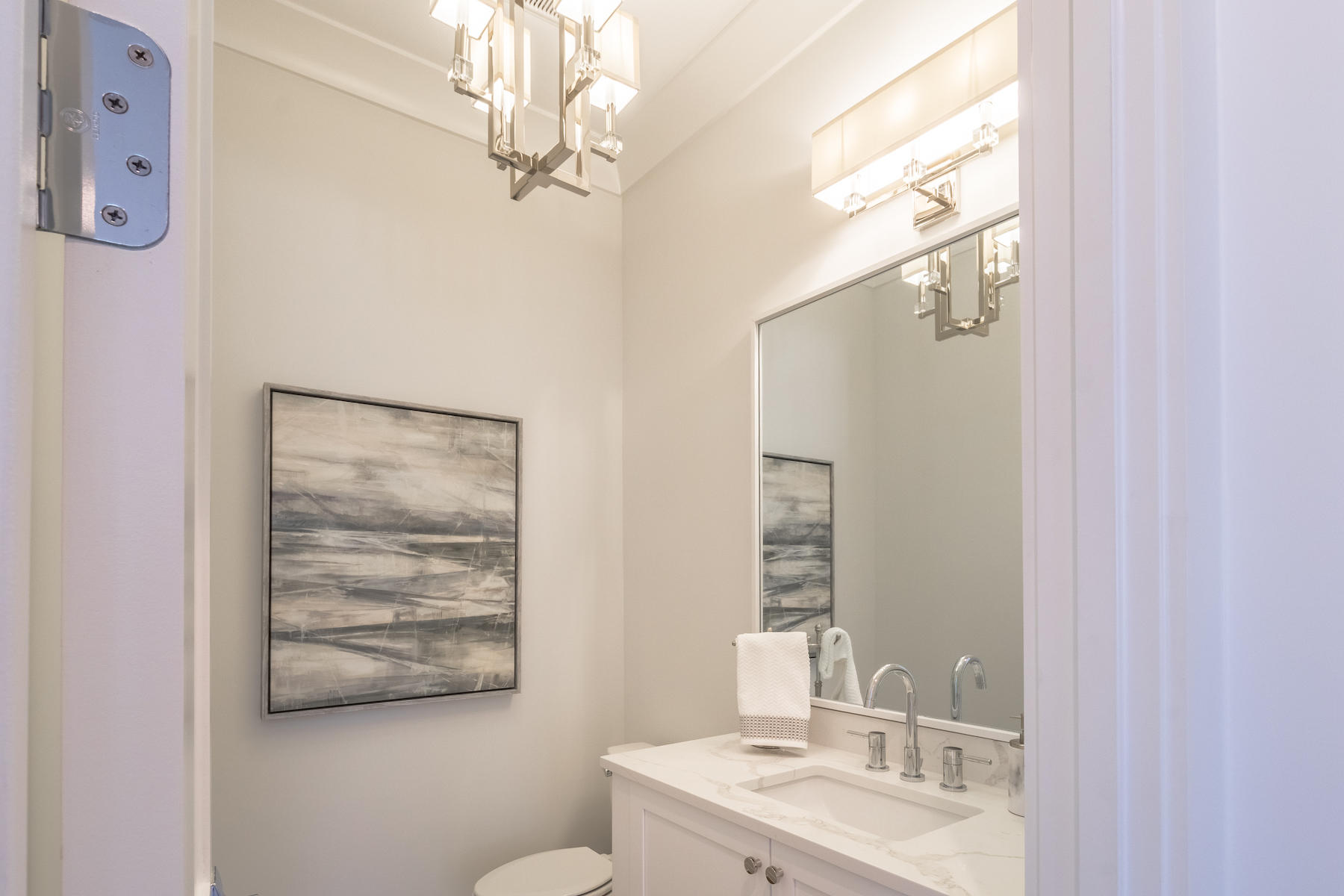 150 Walton Gulfview Dr Inlet Beach Inlet Beach, FL 32461 - Photo 37 of 61 a bathroom with a granite countertop sink a mirror a vanity and a shower