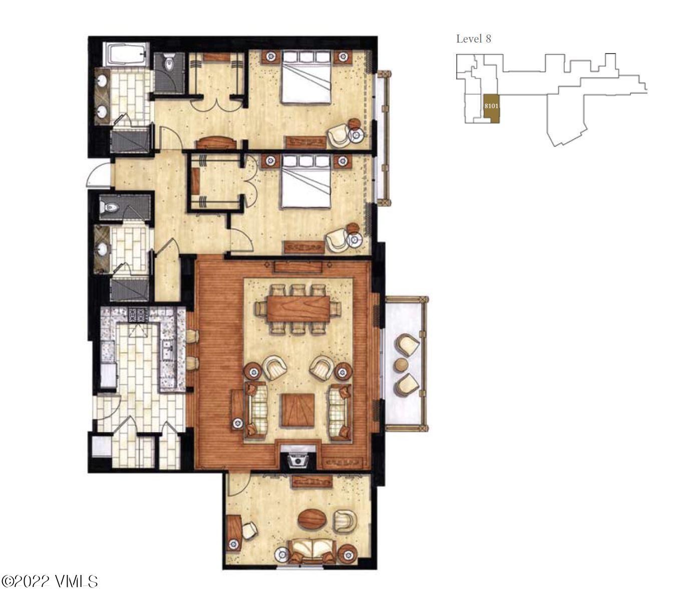1 Vail Road, Unit 8101A Vail, CO 81657 - Photo 17 of 17 Four Seasons 8101 - MLS Floorplan Image