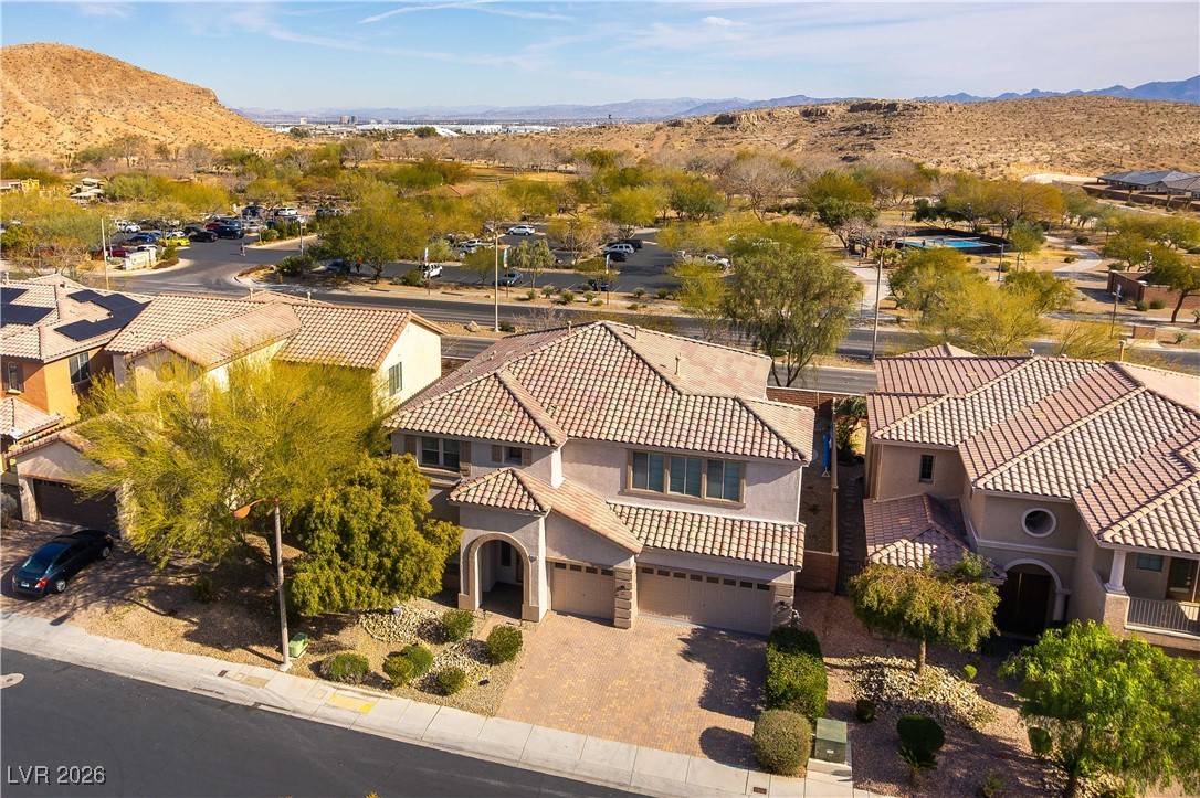 9632 Staff Lane Las Vegas, NV 89178 - Photo 38 of 53 Aerial view of residential area featuring mountains