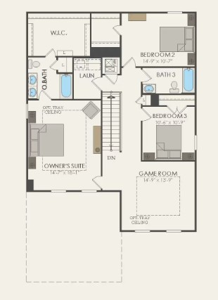208 Rubber Tree Way Buda, TX 78610 - Photo 3 of 10 Pulte Homes, Melissa/R floor plan second level