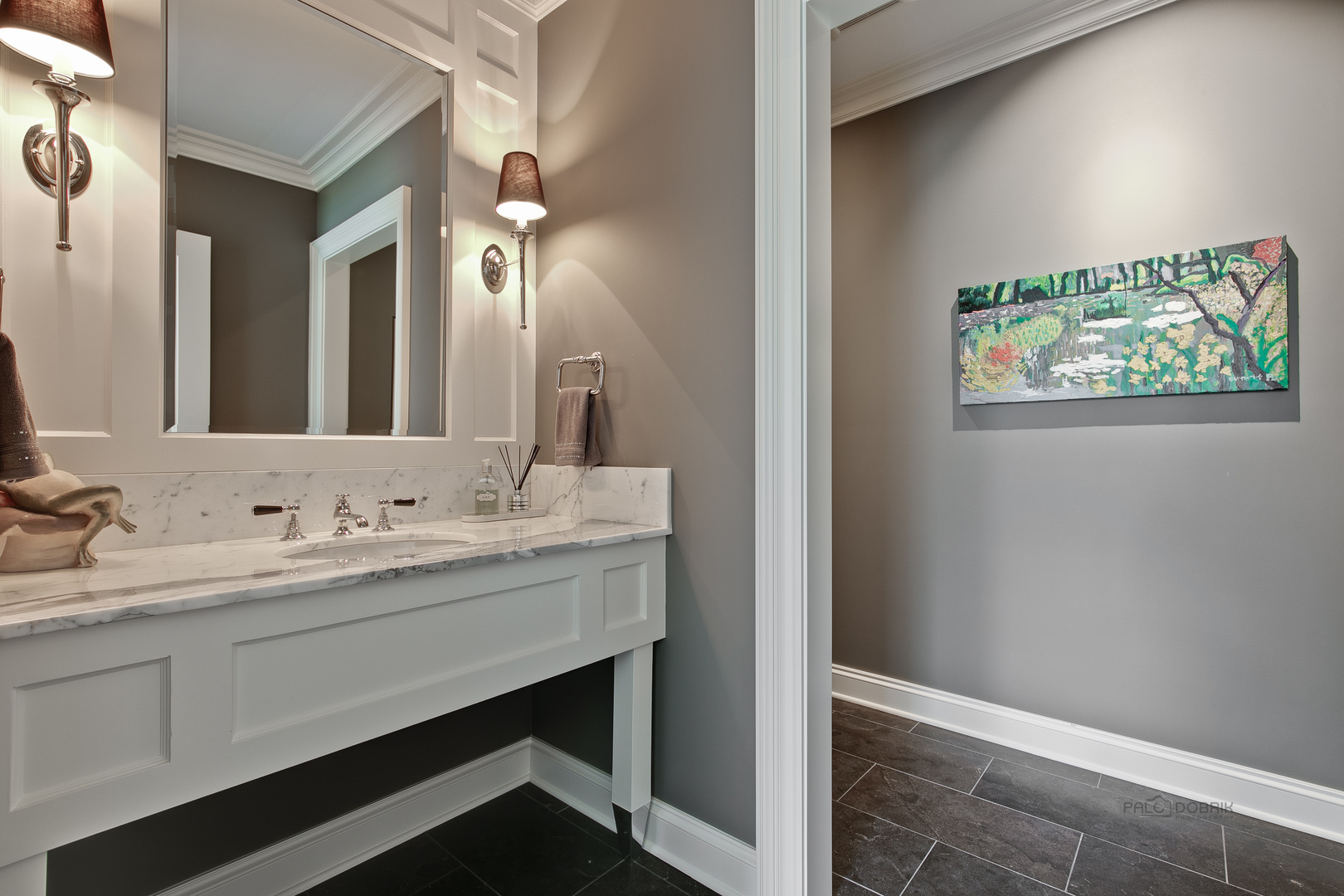 500 South Ridge Road Lake Forest, IL 60045 - Photo 25 of 54 a bathroom with a double vanity sink and a mirror